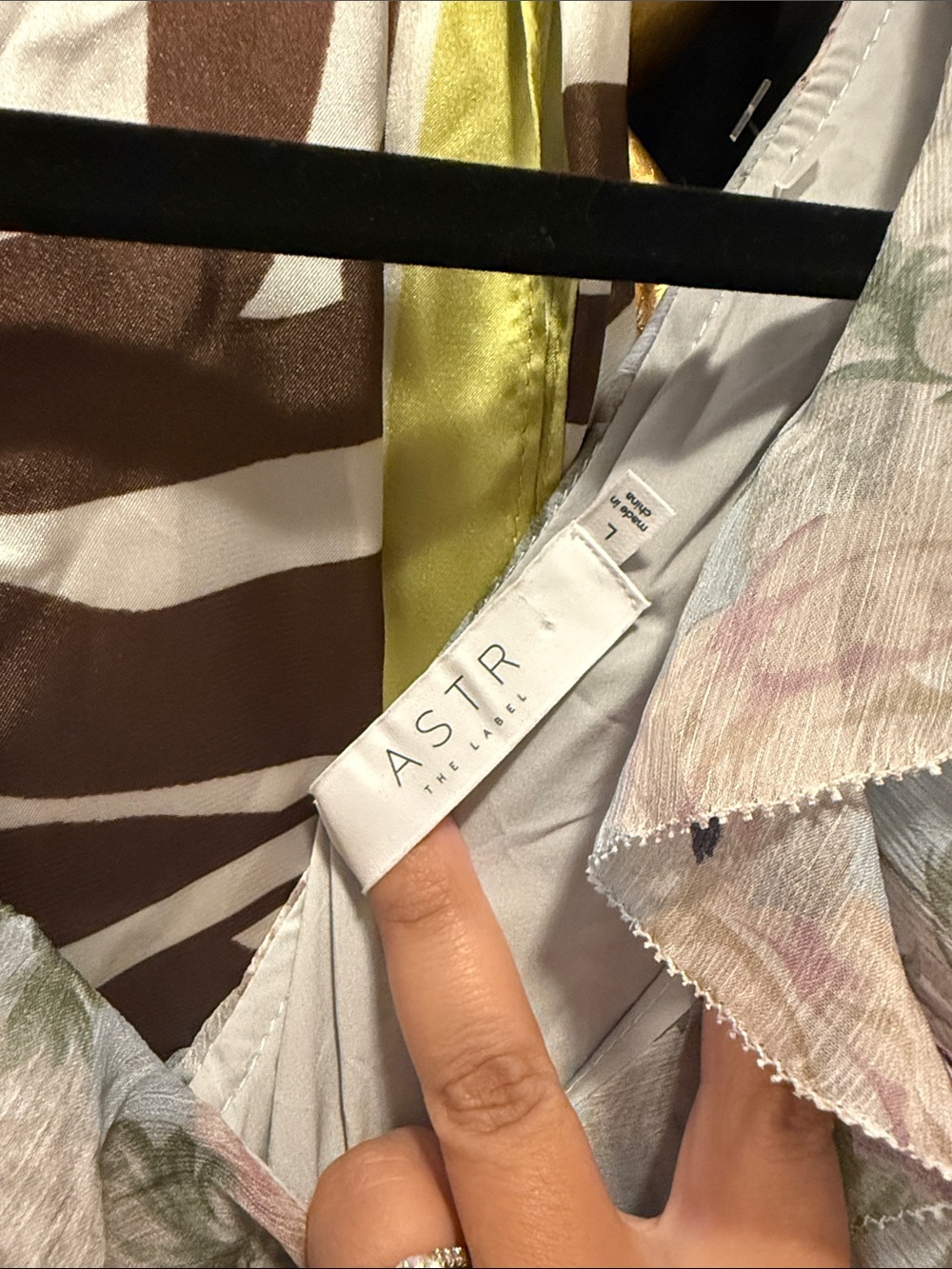 Astr Floral Ruffle Tunic dress in Pastel Multi and Brown
